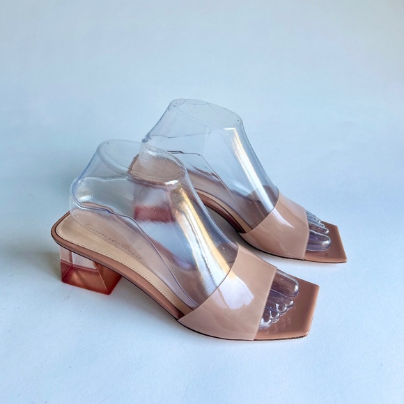 Gianvito Rossi Cream Jelly Plastic Square Toe Heeled Sandals size EUR 37.5, US 7 - Picture 1 of 14